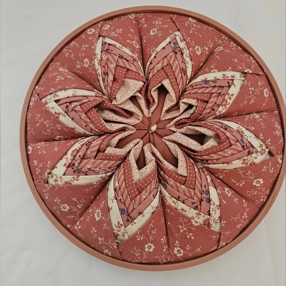 Handmade Upcycled Fabric Wall Art Pink Floral 10